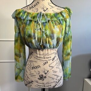 Zara Multicolor Printed Tulle Crop Top - S